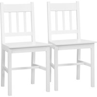 HOMCOM Esszimmerstuhl Küchenstühle Stühle Esszimmer 2er Set Kiefernholz Weiß 41 x 46,5 x 85,5 cm von HOMCOM