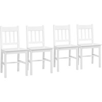 HOMCOM Esszimmerstuhl 4er Set  Moderne Küchenstühle mit Rückenlehne, Kiefernholz, Weiß, Ideal für Küche & Wohnzimmer  Aosom.de von HOMCOM