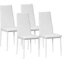 HOMCOM Esszimmerstuhl, 4er-Set Küchenstuhl, Gepolsterte Esszimmerstühle, Essstuhl, Polsterstuhl mit Stahlbeine, Kunstleder, Weiß   Aosom von HOMCOM