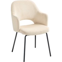 HOMCOM Esszimmerstuhl, Küchenstuhl mit Armlehne, Rückenlehne, gepolsterte Sitzfäche, Stahlbeinen, Essstuhl, Polsterstuhl für Küche, Esszimmer, Wohnzimmer, Beige   Aosom von HOMCOM