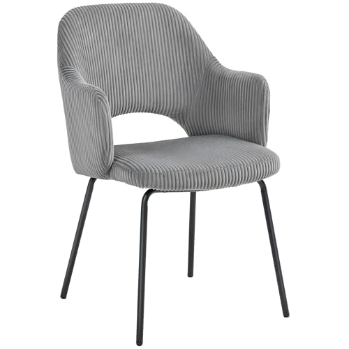 HOMCOM Esszimmerstuhl, Küchenstuhl mit Armlehne, Rückenlehne, gepolsterte Sitzfäche, Stahlbeinen, Essstuhl, Polsterstuhl für Küche, Esszimmer, Wohnzimmer, Grau HOMCOM Esszimmerstuhl, Küchenstuhl mit Armlehne, Rückenlehne, gepolsterte Sitzfäche, Stahlbeinen, Essstuhl, Polsterstuhl für Küche, Esszimmer, Wohnzimmer, Grau von HOMCOM