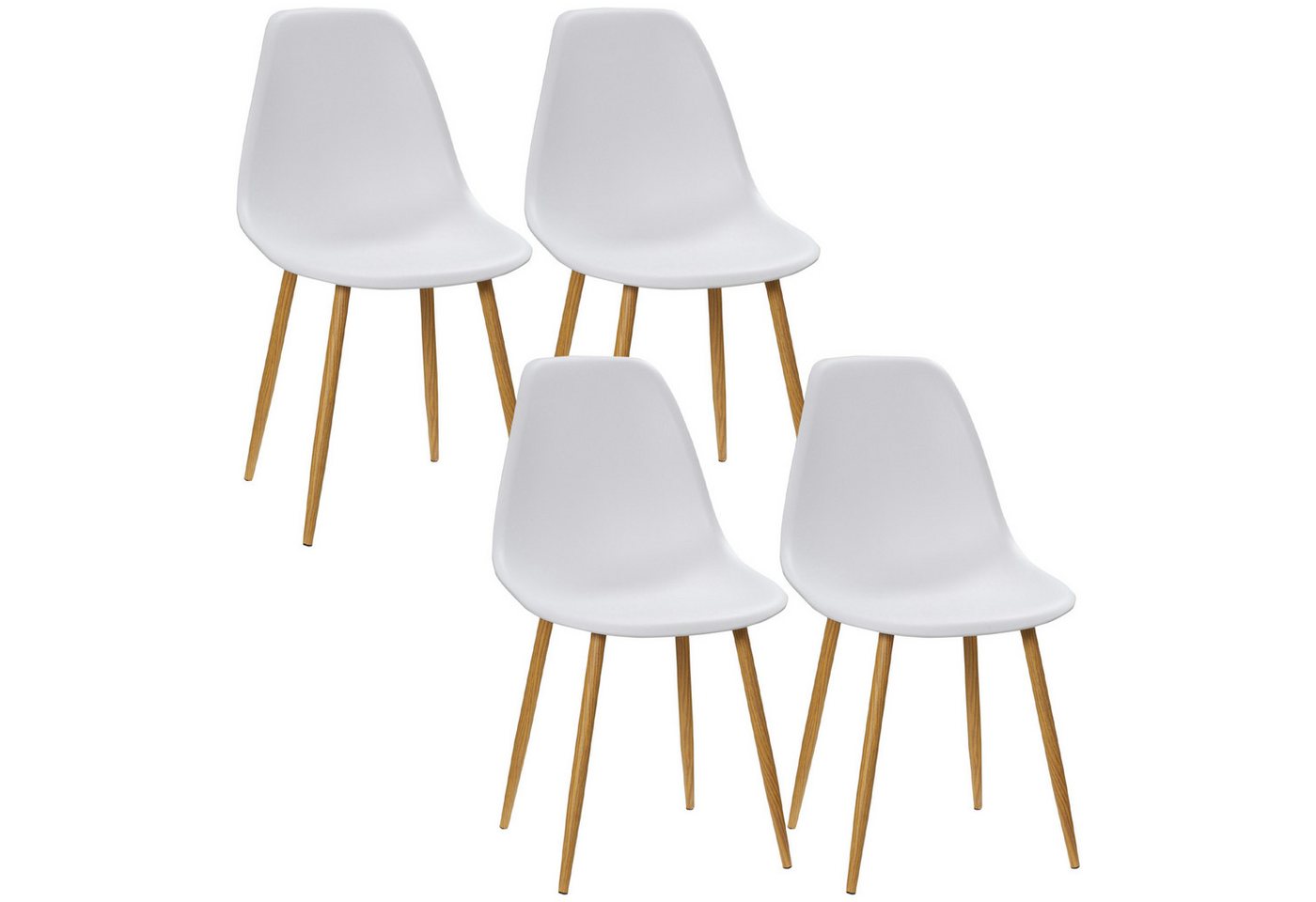 HOMCOM Esszimmerstuhl 2er-Set, mit Rückenlehne, Metallbeine (Küchenstuhl, 4 St), für Esszimmer, Wohnzimmer, 54 x 57 x 80 cm, Weiß+Natur von HOMCOM