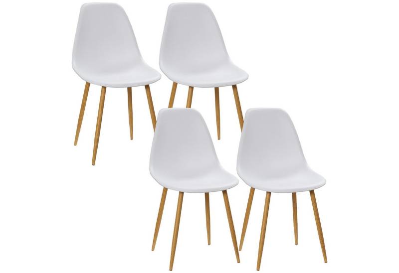 HOMCOM Esszimmerstuhl 2er-Set, mit Rückenlehne, Metallbeine (Küchenstuhl, 4 St), für Esszimmer, Wohnzimmer, 54 x 57 x 80 cm, Weiß+Natur von HOMCOM