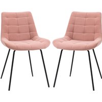 HOMCOM Esszimmerstuhl 2er Set  Küchenstuhl mit Rückenlehne, Samtbezug in Rosa, Retrodesign, Stahlbeine, für Wohnzimmer  Aosom von HOMCOM