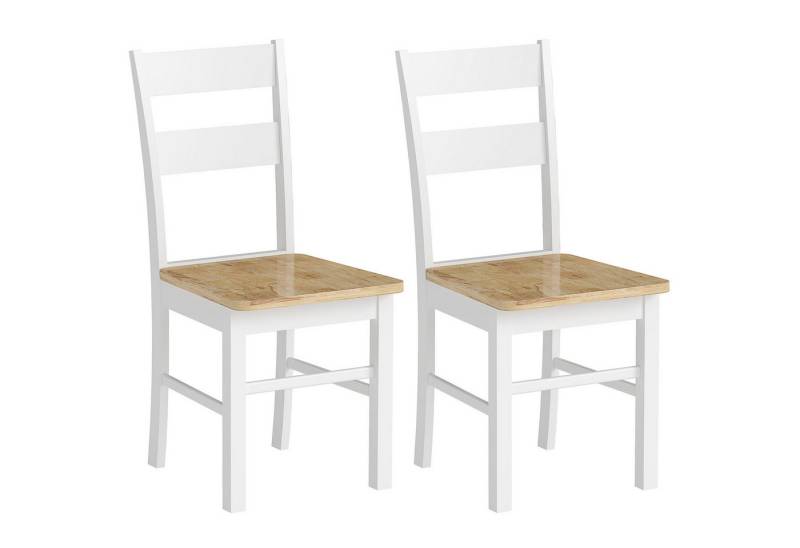 HOMCOM Esszimmerstuhl 2er Set Küchenstuhl mit Rückenlehne (Armlose Stühle, 2 St), aus Holz für Esstisch, Eiche von HOMCOM