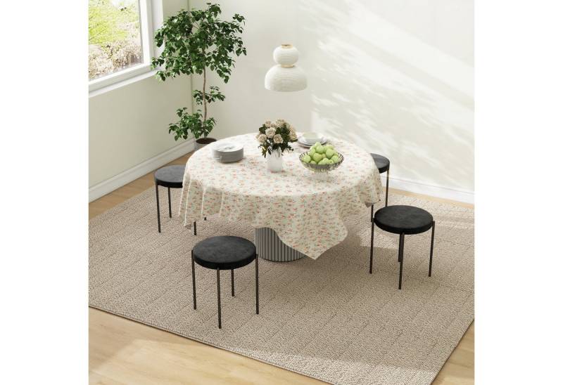 HOMCOM Esszimmerstuhl 4er-Set Esszimmerhocker Stapelbar Thekenhocker (Rundhocker, 4 St), für Küche Esszimmer Samt Schwarz 41,5 x 41,5 x 46 cm von HOMCOM