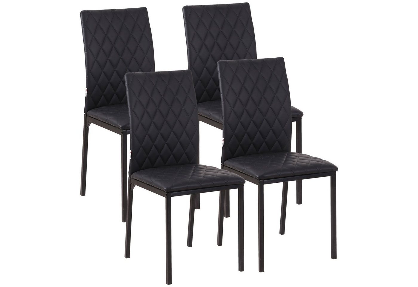 HOMCOM Esszimmerstuhl Polsterstuhl mit Stahlbeine (Küchenstuhl, 4 St), Schwarz, 41 x 50 x 91 cm von HOMCOM