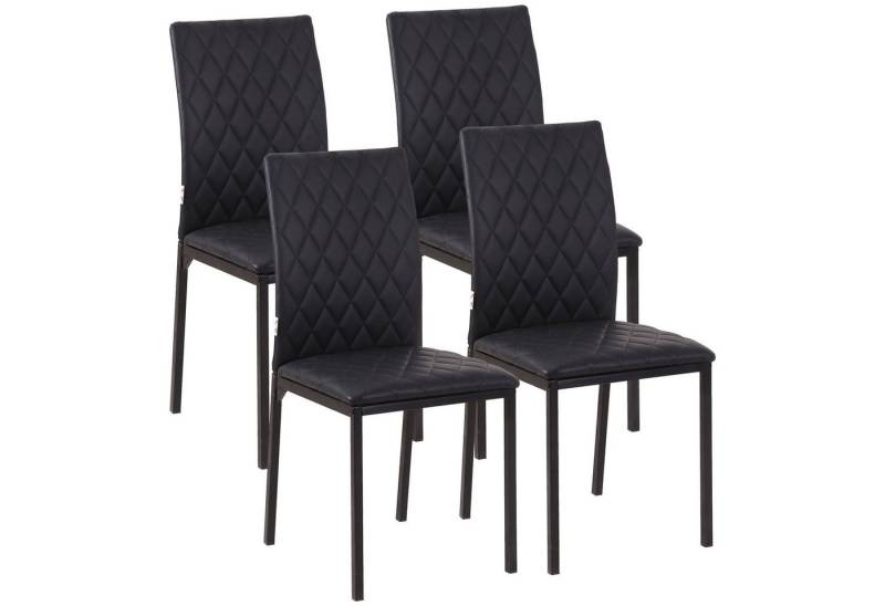HOMCOM Esszimmerstuhl Polsterstuhl mit Stahlbeine (Küchenstuhl, 4 St), Schwarz, 41 x 50 x 91 cm von HOMCOM