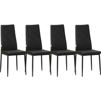 HOMCOM Esszimmerstuhl 4er Set gepolsterte Küchenstühle mit Stahlbeinen aus Kunstleder Schwarz 41x50x97cm für modernes Esszimmer   Aosom.de von HOMCOM