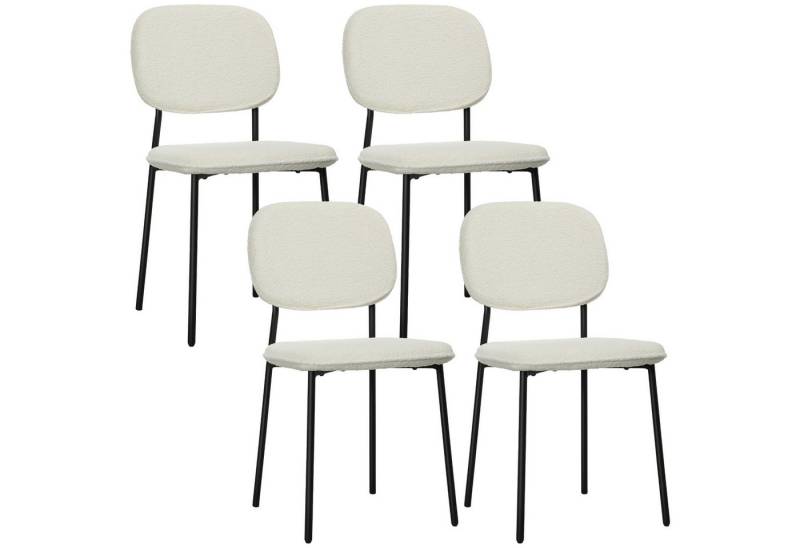 HOMCOM Esszimmerstuhl 4er-Set moderne gepolsterte Küchenstühle mit Rückenlehne (gepolsterter Sitzfläche, 4 St), für Esszimmer, Wohnzimmer, Weiß von HOMCOM