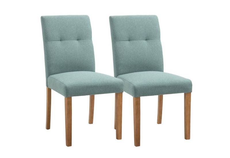 HOMCOM Esszimmerstuhl Essstühle mit gepolstertem Sitz (Küchenstuhl, 2 St), Gummiholz Grün 50 x 62 x 96 cm von HOMCOM