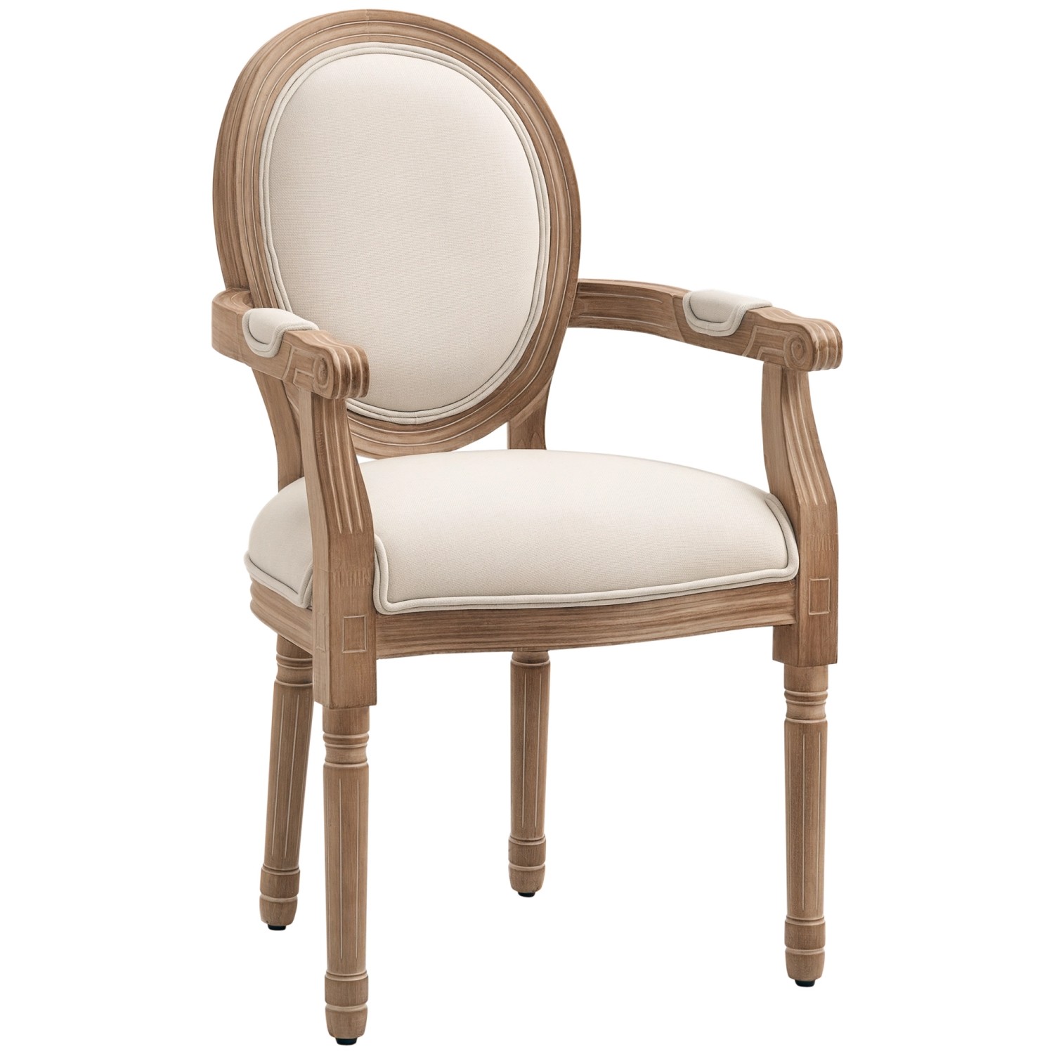 HOMCOM Esszimmerstuhl Kautschukholz Leinenimitat 100% Polyester Schaumstoff 56L x 56B x 96H cm Cremeweiß HOMCOM Esszimmerstuhl Kautschukholz Leinenimitat 100% Polyester Schaumstoff 56L x 56B x 96H cm Cremeweiß von HOMCOM
