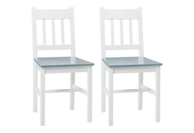 HOMCOM Esszimmerstuhl Küchenstühle, Wohnzimmerstuhl mit Rückenlehne (Essstuhl, 2 St), für Küche, Esszimmer, Kiefernholz, Grau, 41 x 46,5 x 85,5 cm von HOMCOM