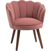 HOMCOM Esszimmerstuhl Küchenstuhl Sessel mit Rückenlehne Wohnzimmerstuhl Polyester Gummiholz Rosa 66 x 72 x 79 cm   Aosom von HOMCOM