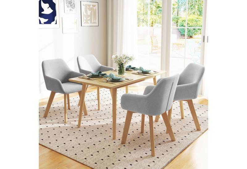 HOMCOM Esszimmerstuhl Küchenstuhl mit Armlehne, Rückenlehne (Küchenstuhl, 2 St), für Wohnzimmer, Esszimmer, Grau von HOMCOM