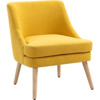 HOMCOM Esszimmerstuhl Küchenstuhl mit Armlehne Polsterstuhl Wohnzimmerstuhl Bürostuhl für Wohnzimmer Schlafzimmer Leinen-Touch Holz Gelb   Aosom von HOMCOM
