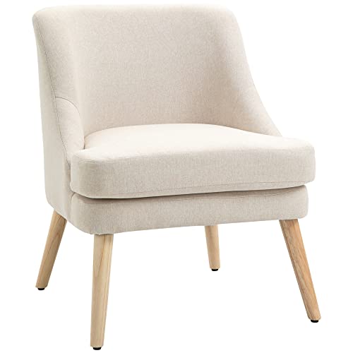 HOMCOM Sessel Loungesessel mit Leinenoptik, Armlehne, Gepolstert Relaxsessel mit Holzbeine, für Wohnzimmer, Schlafzimmer, Cremeweiß HOMCOM Sessel Loungesessel mit Leinenoptik, Armlehne, Gepolstert Relaxsessel mit Holzbeine, für Wohnzimmer, Schlafzimmer, Cremeweiß von HOMCOM