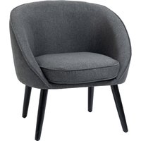 HOMCOM Loungesessel Cocktailsessel Polsterstuhl  Bürostuhl Wohnzimmerstuhl Esszimmermodern mit Leinen-Optik Holz Grau 71 x 65 x 75 cm von HOMCOM