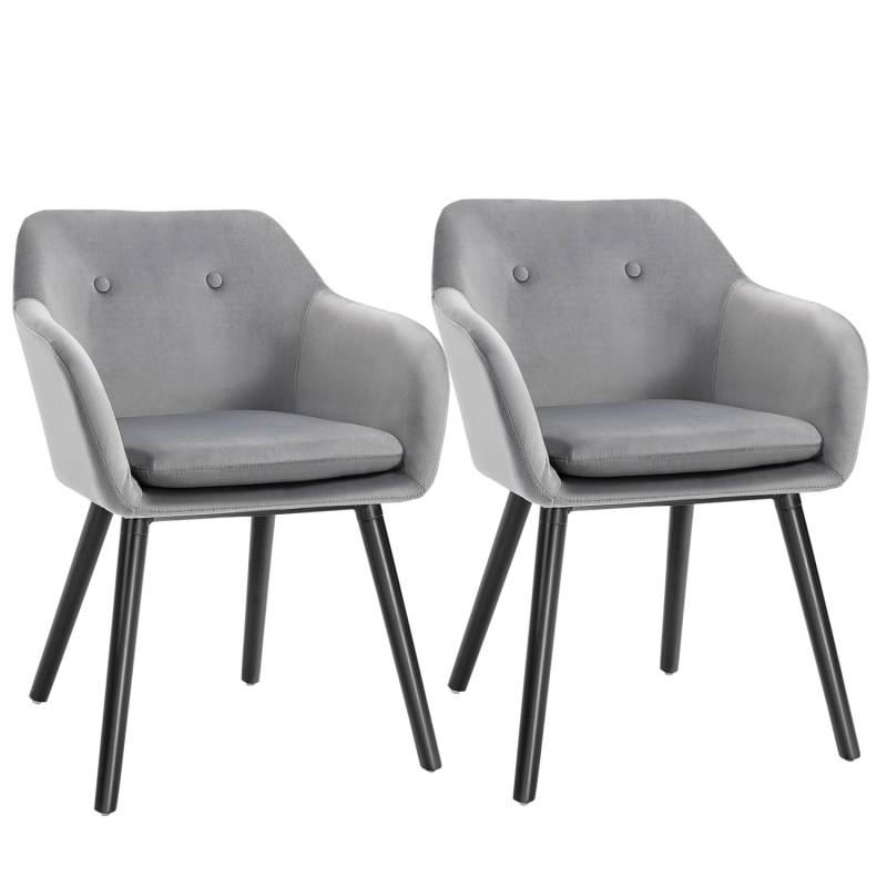 HOMCOM Esszimmerstuhl Polyester Schaumstoff Grau 54L x 56B x 74H cm von HOMCOM