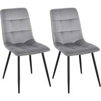 HOMCOM 2er-Set Esszimmerstuhl Polsterstuhl Küchenstuhl Schaumstoff Metall Grau Schwarz 45x63x90cm für Esstisch   Aosom.de von HOMCOM