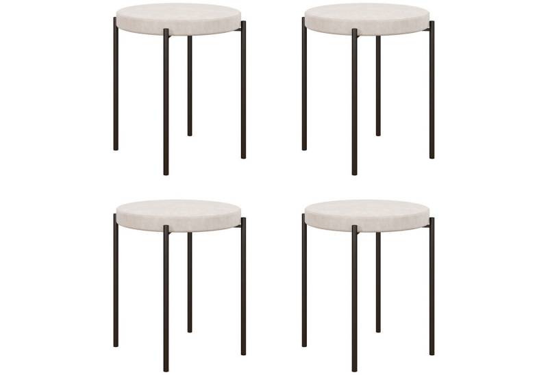 HOMCOM Esszimmerstuhl Thekenhocker mit gepolstertem Sitz, Rundhocker, Barhocker (Hocker, 4 St), für Wohnzimmer, Esszimmer, Cremeweiß von HOMCOM