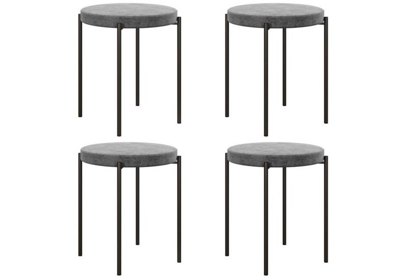 HOMCOM Esszimmerstuhl Thekenhocker mit gepolstertem Sitz, Rundhocker, Barhocker (Hocker, 4 St), für Wohnzimmer, Esszimmer, Dunkelgrau von HOMCOM