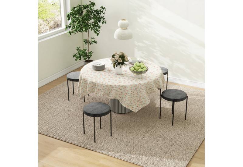 HOMCOM Esszimmerstuhl Thekenhocker mit gepolstertem Sitz, Rundhocker, Barhocker (Hocker, 4 St), für Wohnzimmer, Esszimmer, Dunkelgrau von HOMCOM