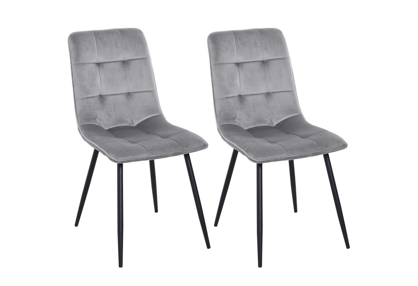 HOMCOM Esszimmerstuhl Küchenstuhl mit Samt-Optik (Polsterstuhl, 2 St), Metall Grau+Schwarz 45 x 63 x 90 cm HOMCOM Esszimmerstuhl Küchenstuhl mit Samt-Optik (Polsterstuhl, 2 St), Metall Grau+Schwarz 45 x 63 x 90 cm von HOMCOM