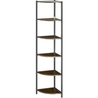 HOMCOM Etagere Ecke 5 Ebenen Eckregal Metallrahmen Industriestil - 34 x 34 x 166 cm Braun Schwarz   Aosom von HOMCOM