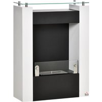 HOMCOM Ethanol-Kamin Bio-Ethanol-Brenner 1993W 1,5L 3 Std. Brenndauer kein Rauch frei stehend Stahl Edelstahl gehärtetes Glas Weiß+Schwarz 60 x 20 x von HOMCOM