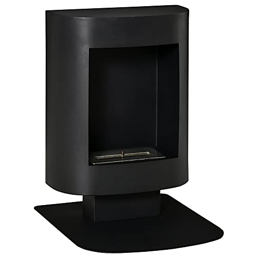 HOMCOM Ethanol-Kamin Bio-Ethanol-Brenner 6800 BTU 1,5L 3 Std. Brenndauer kein Rauch frei stehend einzigartig Stahl Schwarz 46,5 x 53 x 65 cm von HOMCOM