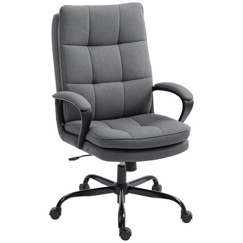 HOMCOM Executive Bürostuhl, Stoff Computer-Schreibtisch Stuhl mit Dual-Layer-Polsterung, hohe Rückenlehne, Silent Swivel Räder, Armlehne, höhenverstellbar, Tilt-Funktion für Zuhause, Charcoal Grey HOMCOM Executive Bürostuhl, Stoff Computer-Schreibtisch Stuhl mit Dual-Layer-Polsterung, hohe Rückenlehne, Silent Swivel Räder, Armlehne, höhenverstellbar, Tilt-Funktion für Zuhause, Charcoal Grey von HOMCOM