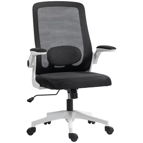 HOMCOM Executive Office Chair, Ergonomischer Mesh High Back Schreibtischstuhl mit hochklappbarer Armlehne, verstellbare Lendenwirbelstütze, Schwarz HOMCOM Executive Office Chair, Ergonomischer Mesh High Back Schreibtischstuhl mit hochklappbarer Armlehne, verstellbare Lendenwirbelstütze, Schwarz von HOMCOM