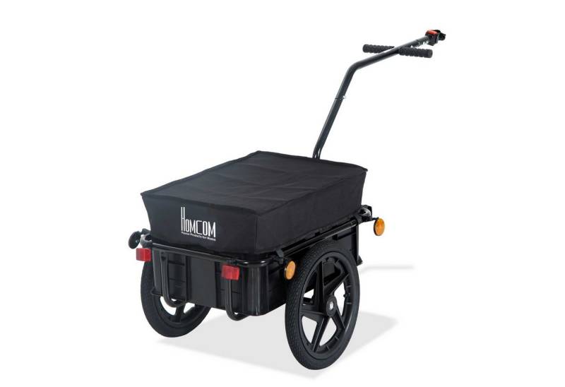 HOMCOM Fahrradlastenanhänger Belastbarkeit Transportanhänger Handwagen, Schwarz 144 x 59 x 80 cm von HOMCOM