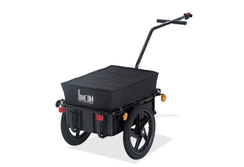 HOMCOM Fahrradlastenanhänger Lastenanhänger Belastbarkeit Handwagen Stahl Oxford-Gewebe Schwarz, 144B x 59T x 80H cm von HOMCOM