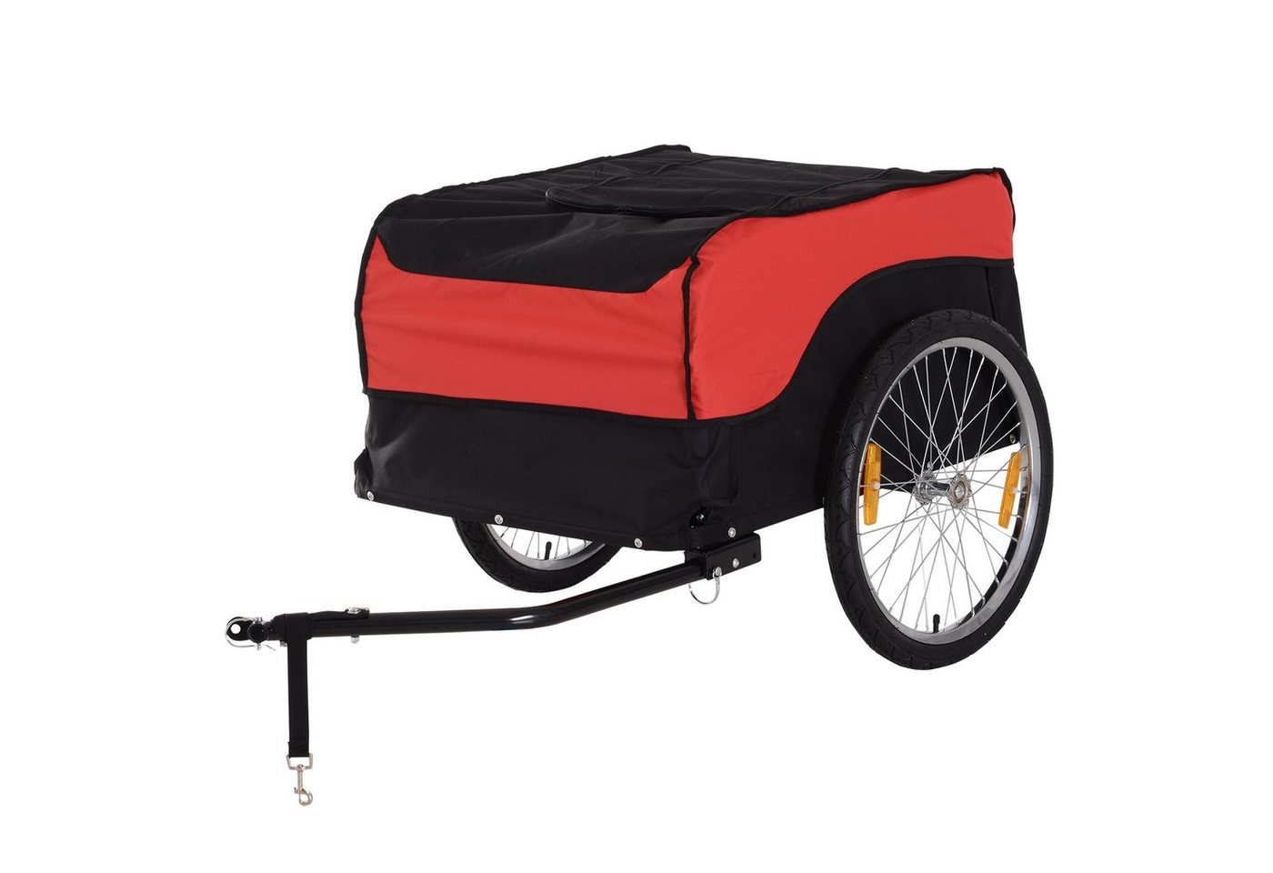 HOMCOM Fahrradlastenanhänger Lasten-Fahrradanhänger, Rot+Schwarz 130 x 77 x 65 cm von HOMCOM