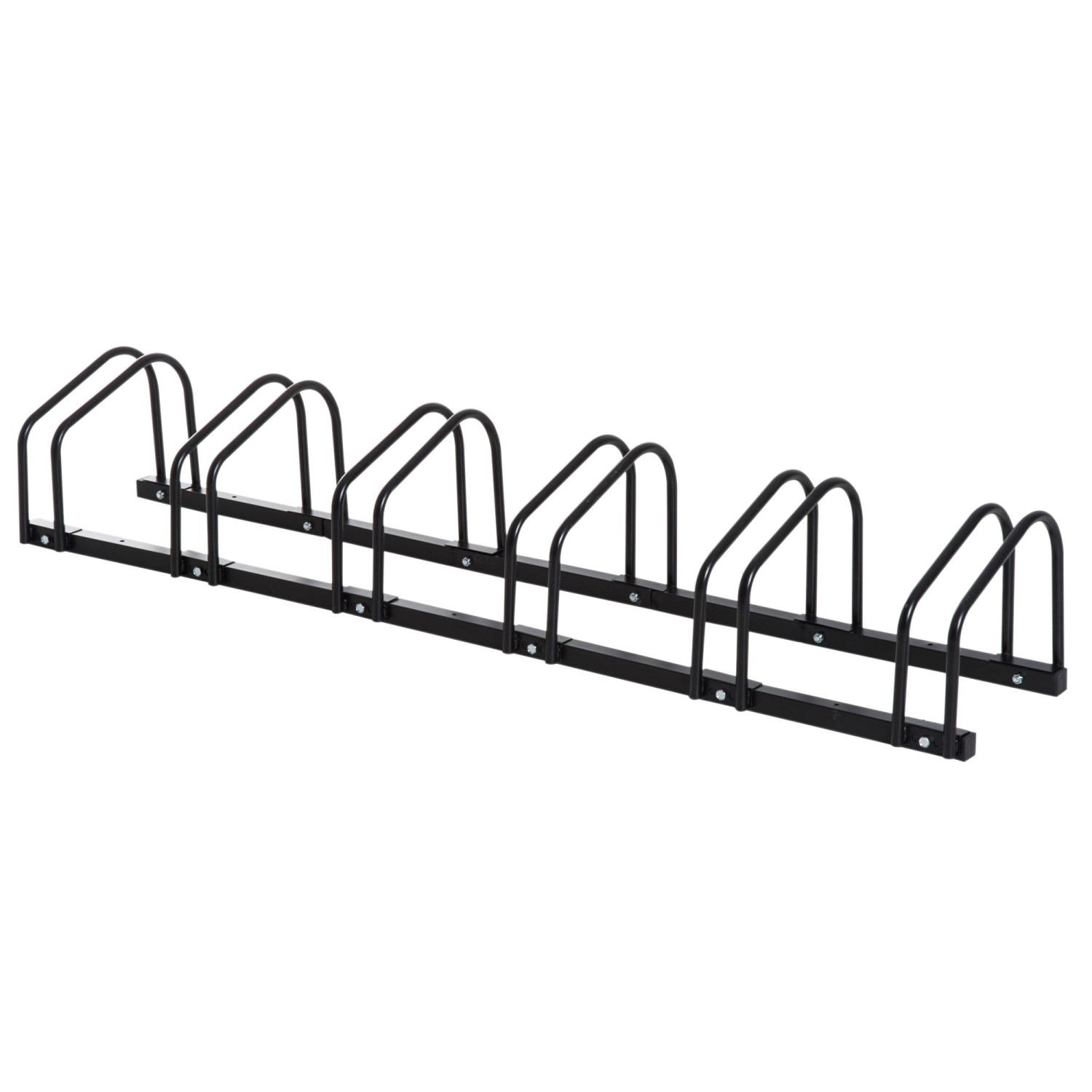 HOMCOM Fahrradständer Wetterfest Boden- Wandmontage Stahl Schwarz 179 x 33 x27cm von HOMCOM