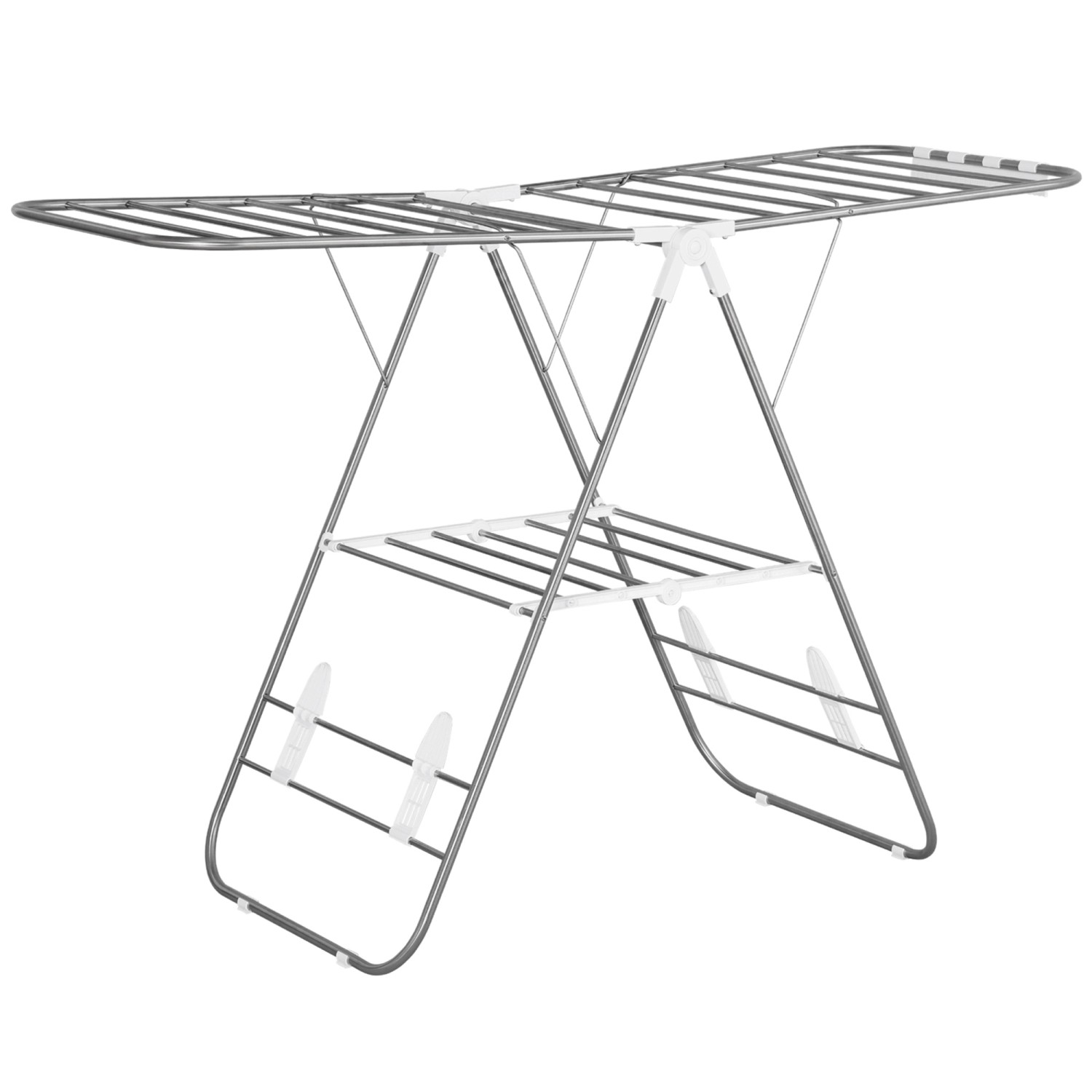 HOMCOM Faltbarer Wäscheständer mit Teleskopstangen Silber Weiß 60,5 x 148 x 98cm HOMCOM Faltbarer Wäscheständer mit Teleskopstangen Silber Weiß 60,5 x 148 x 98cm von HOMCOM