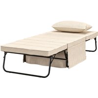 HOMCOM Fauteuil Bett Konvertierbarer Liegestuhl und Hocker 4 in 1 mit 5 verstellbaren Positionen 1 Platz - Kissen und Aufbewahrungstasche inklusive - für Wohnzimmer, Schlafzimmer - Creme   Aosom von HOMCOM