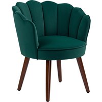 HOMCOM Fauteuil Coquillage Sessel für Wohnzimmer Schlafzimmer mit Muschelförmigem Rücken und Kissen Samtbezug Hevea-Holzfüße 66B x 66T x 78,5H cm Dunkelgrün   Aosom von HOMCOM