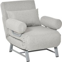 HOMCOM Fauteuil chauffeuse Schlafsofa-umwandelbarer Liegesessel mit 1 Platz Maximaler Komfort Lendenkissen Armlehnenkissen Metallgestell Leinen Grau   Aosom von HOMCOM