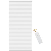 HOMCOM Fensterrollo, Elektrischer Zebra-Rollo, mit Fernbedienung, Weiß, 90x180cm von HOMCOM