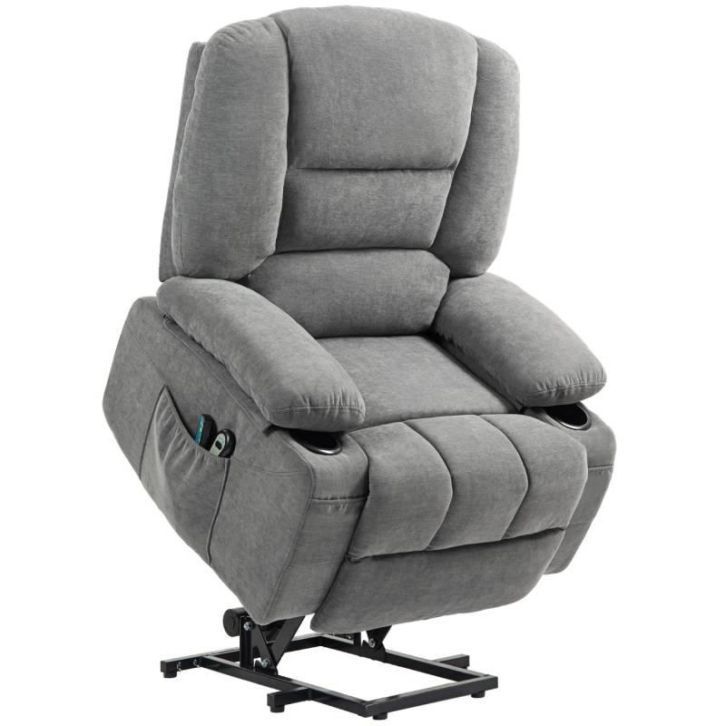 HOMCOM Fernsehsessel Polyester Schaumstoff Dunkelgrau 97L x 90B x 102H cm von HOMCOM
