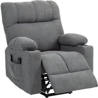 HOMCOM Fernsehsessel mit Aufstehhilfe, höhenverstellbar, 135°neigbar, mit 3 Modi, 8 Massagepunkten, Fernbedienung, 144 x 91 x 88 cm, Grau  Aosom von HOMCOM