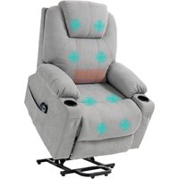 HOMCOM Fernsehsessel Aufstehhilfe elektrisch Relaxsessel Liegefunktion Heizfunktion 1 Motor Massagefunktion Taschenfederkern Hellgrau   Aosom von HOMCOM