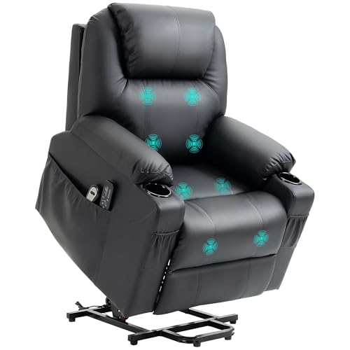 HOMCOM Fernsehsessel mit Aufstehhilfe Elektrisch, Relaxsessel mit Massagefunktion, Liegefunktion, Ruhesessel mit Becherhalter, Fernbedienung und Seitentasche, Schwarz HOMCOM Fernsehsessel mit Aufstehhilfe Elektrisch, Relaxsessel mit Massagefunktion, Liegefunktion, Ruhesessel mit Becherhalter, Fernbedienung und Seitentasche, Schwarz von HOMCOM