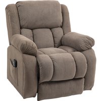 HOMCOM Fernsehsessel mit Aufstehhilfe Elektrisch Relaxsessel mit Liegefunktion, Massagefunktion, TV-Sessel mit Heizfunktion, Taschenfederkern, Fernbedienung und Seitentasche, Hellbraun   Aosom von HOMCOM