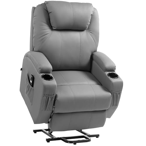 HOMCOM Fernsehsessel mit Aufstehhilfe Elektrisch Relaxsessel mit Liegefunktion, TV-Sessel mit Becherhalter, Seitentasche und Fernbedienung, Kunstleder, Hellgrau HOMCOM Fernsehsessel mit Aufstehhilfe Elektrisch Relaxsessel mit Liegefunktion, TV-Sessel mit Becherhalter, Seitentasche und Fernbedienung, Kunstleder, Hellgrau von HOMCOM