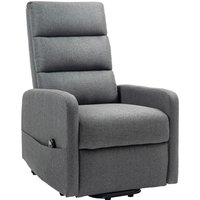 HOMCOM Fernsehsessel mit Aufstehhilfe Elektrisch Relaxsessel mit Liegefunktion, Taschenfederkern, Fußteil, TV-Sessel mit Seitentasche, Fernbedienung und Leinenoptik, Dunkelgrau   Aosom von HOMCOM