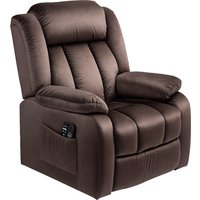 HOMCOM Fernsehsessel mit Aufstehhilfe Elektrisch Relaxsessel mit Liegefunktion, Vibrationsmassage, Heizfunktion, TV-Sessel mit Taschenfederkern, Seitentasche und Fernbedienung, Braun   Aosom von HOMCOM